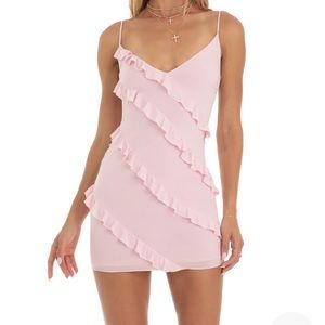 Elowen Ruffle Mini Dress in Pink Lucy in the sky